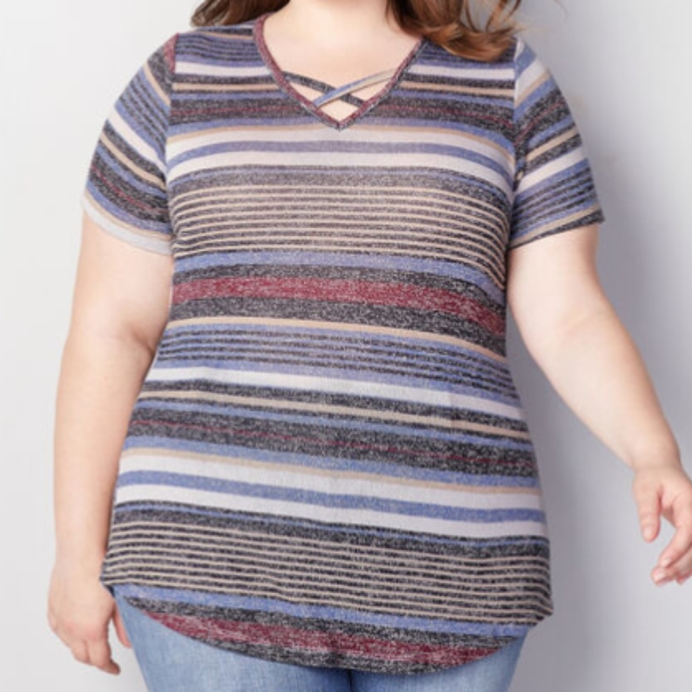 Stripe Caged Hacci Top